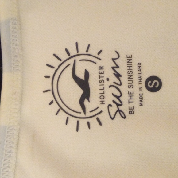 Hollister Swim One Piece Swimsuit Women Sz S White Blue Tie Front Cut Out - Picture 9 of 10